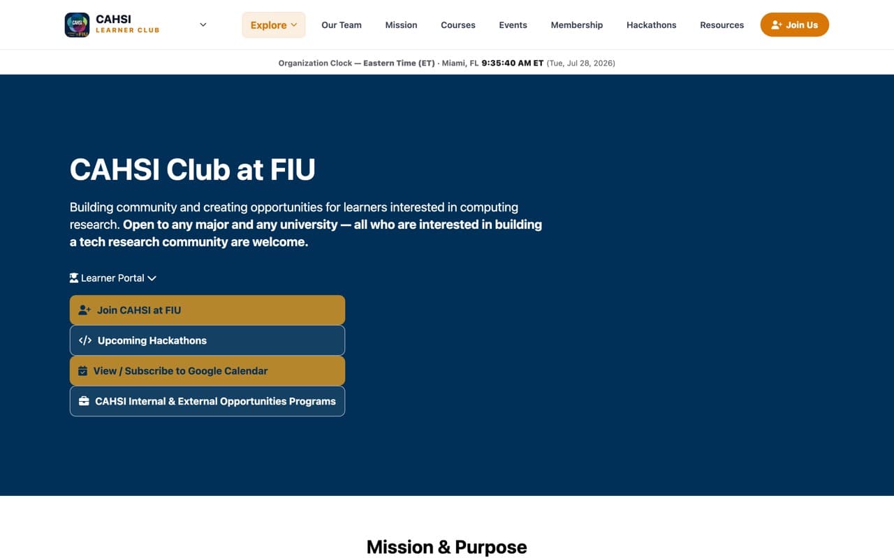 CAHSI at FIU — screenshot