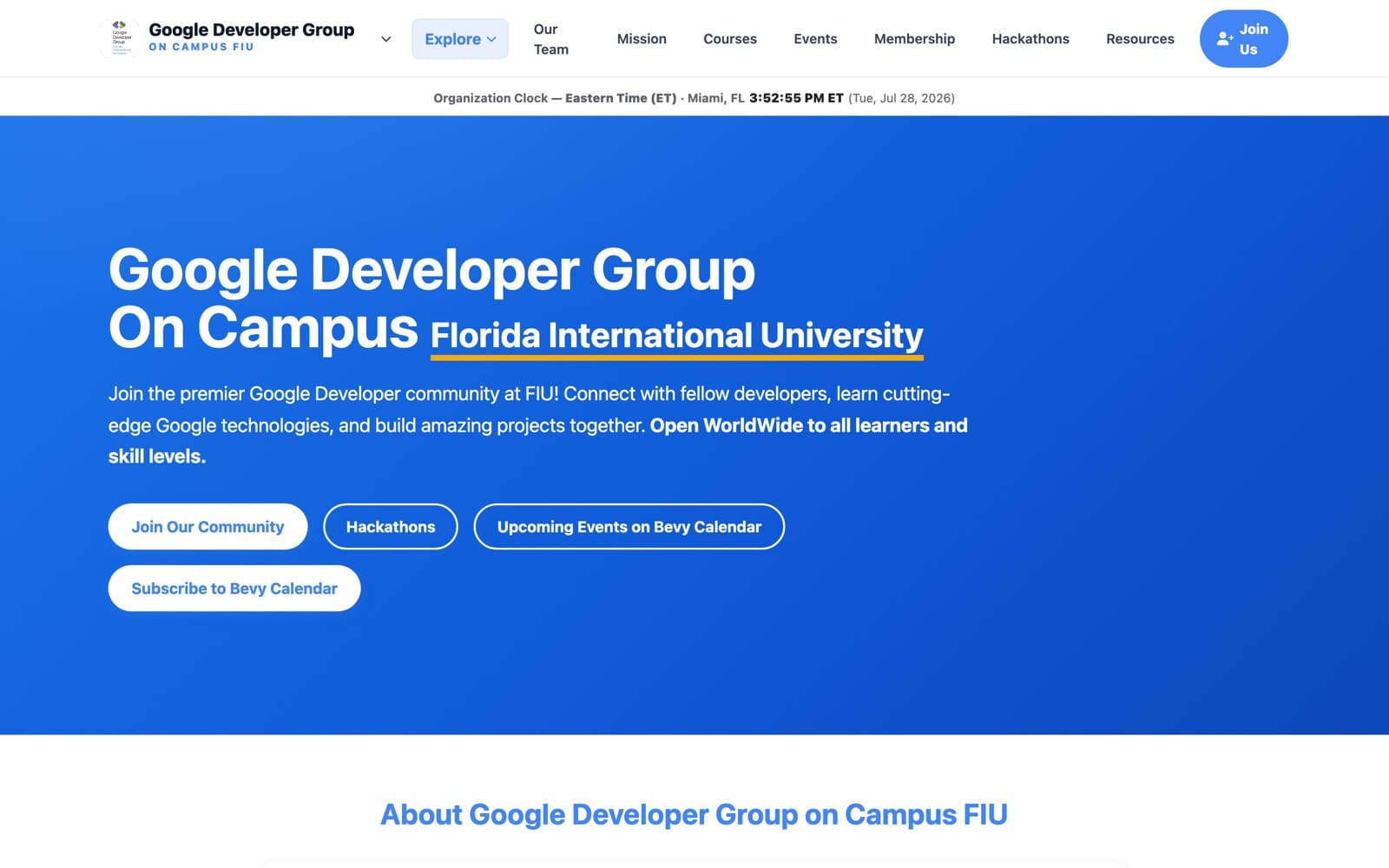 Google Developer Group at FIU — screenshot
