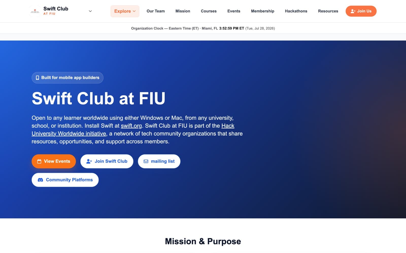 Swift Club at FIU — screenshot